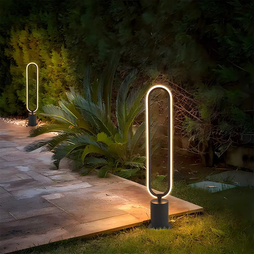 Outdoor Black Oval LED Lawn Light | Desfino