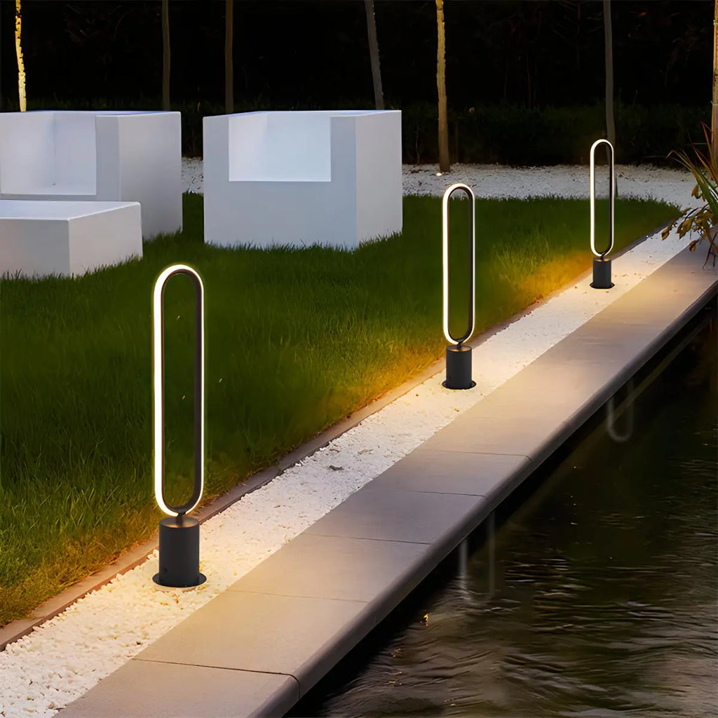 Outdoor Black Oval LED Lawn Light | Desfino