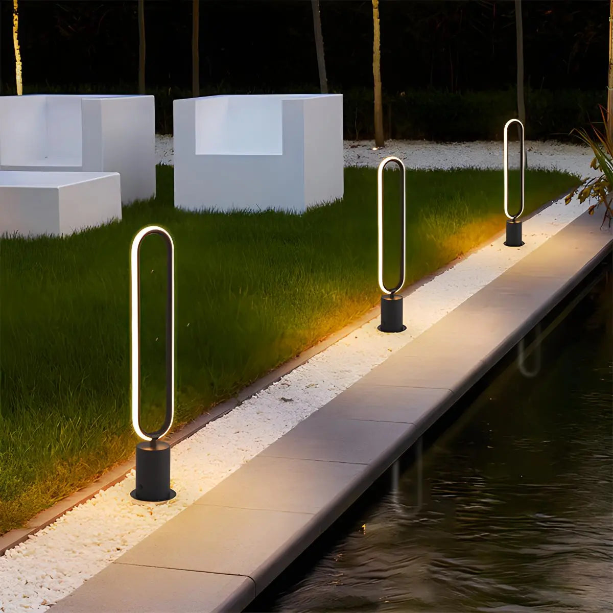 Outdoor Black Oval LED Lawn Light | Desfino