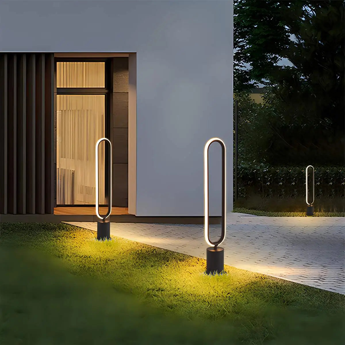 Outdoor Black Oval LED Lawn Light | Desfino