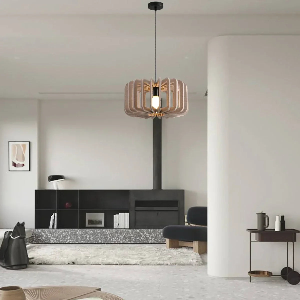 Column Shaped Birdcage Acoustic Pendant Light | Desfino