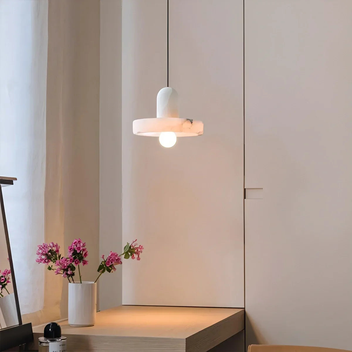 Natural Spanish Alabaster Pendant Light for Bedroom | Desfino