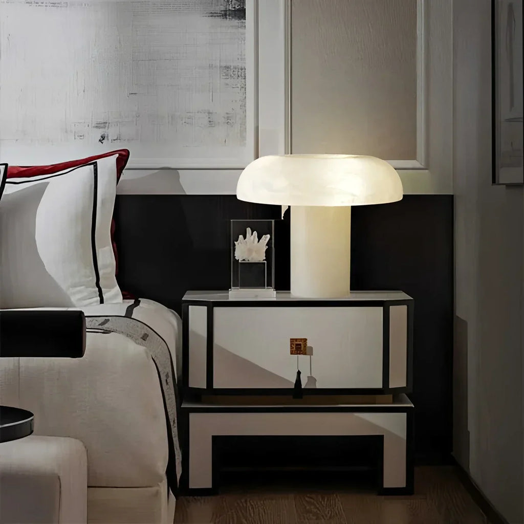 Creative Mushroom Shaped Spanish Alabaster Table Lamp | Desfino