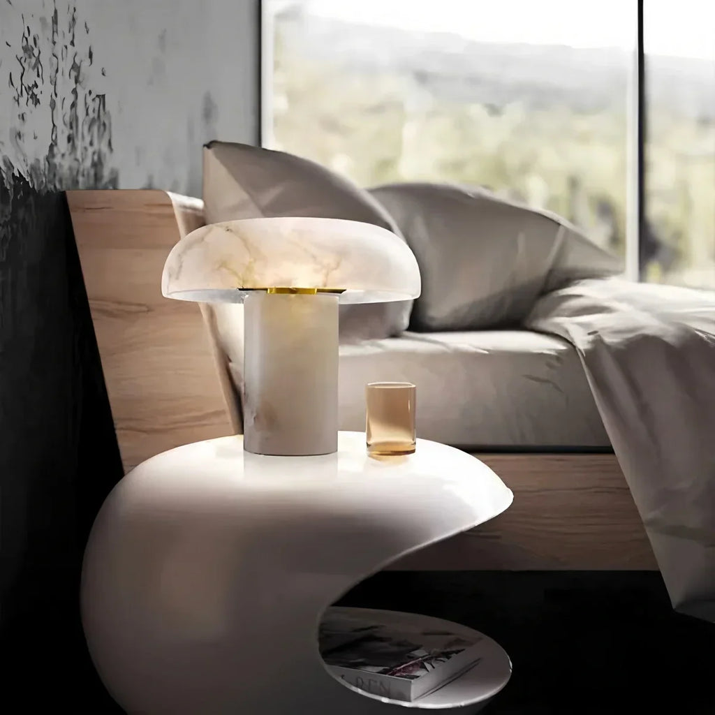Creative Mushroom Shaped Spanish Alabaster Table Lamp | Desfino