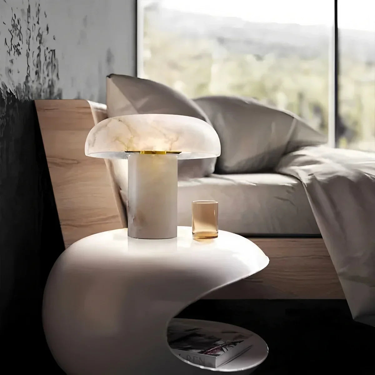 Creative Mushroom Shaped Spanish Alabaster Table Lamp | Desfino
