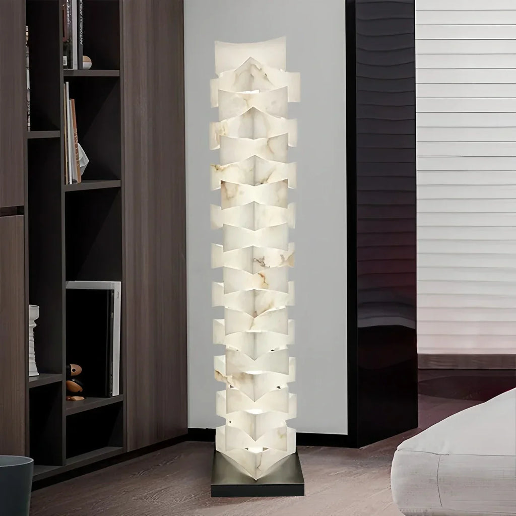 Creative Stacked Spanish Alabaster Squares Floor Lamp | Desfino