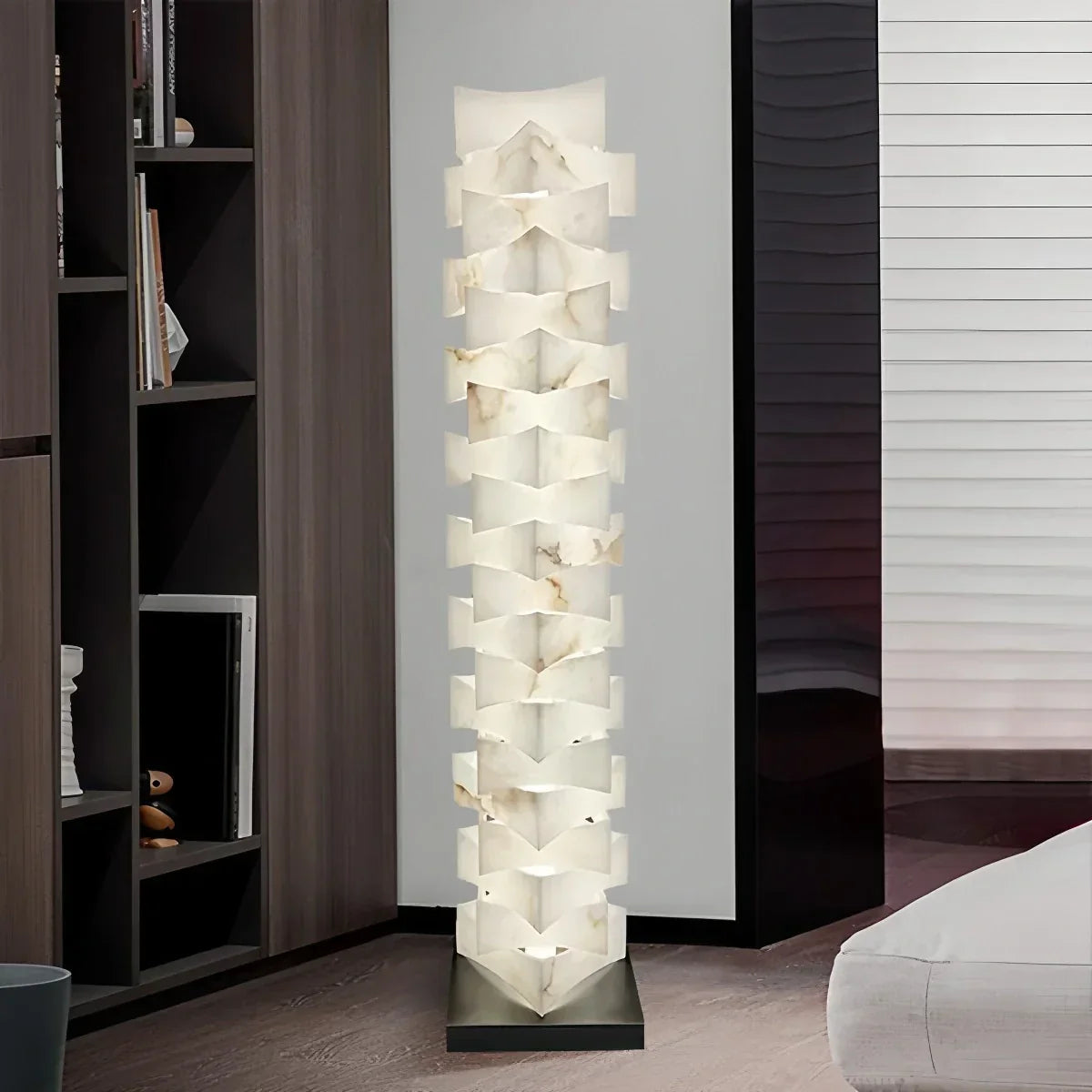 Creative Stacked Spanish Alabaster Squares Floor Lamp | Desfino