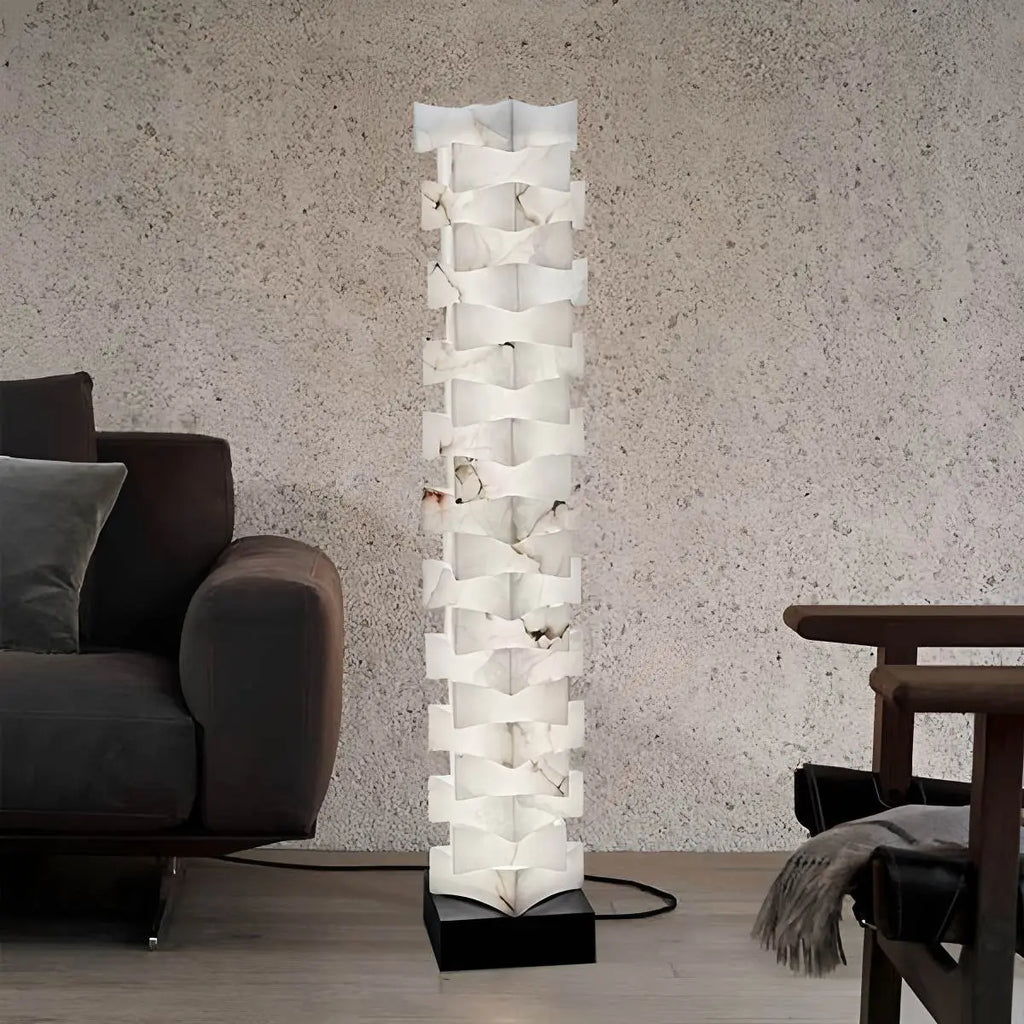 Creative Stacked Spanish Alabaster Squares Floor Lamp | Desfino
