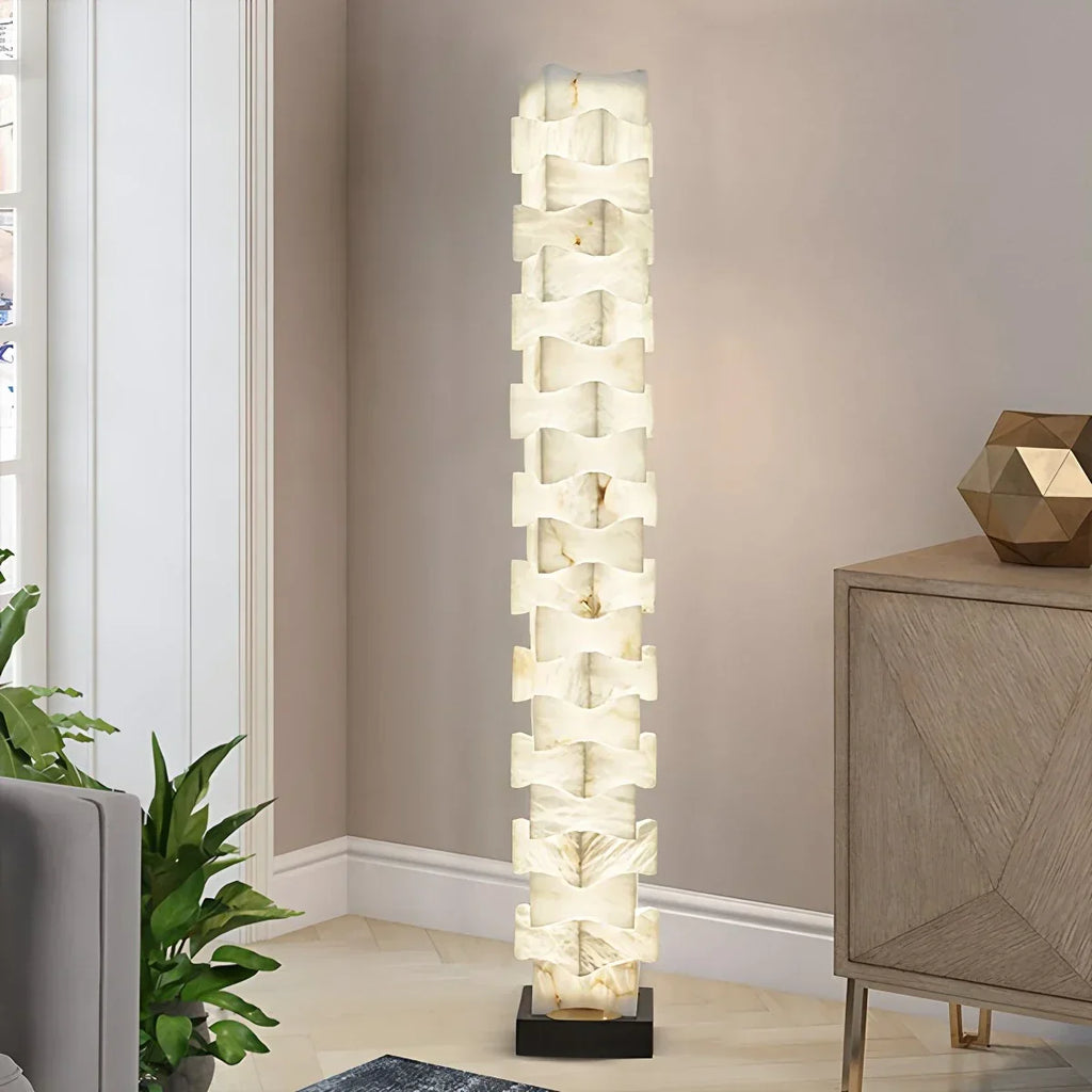 Creative Stacked Spanish Alabaster Squares Floor Lamp | Desfino