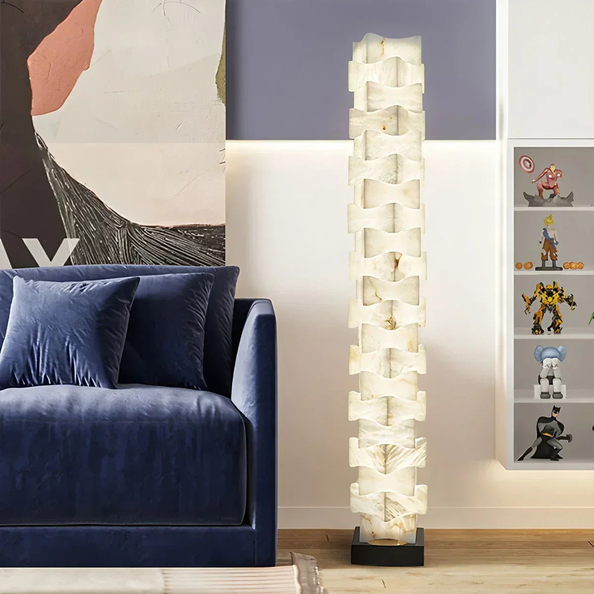 Creative Stacked Spanish Alabaster Squares Floor Lamp | Desfino