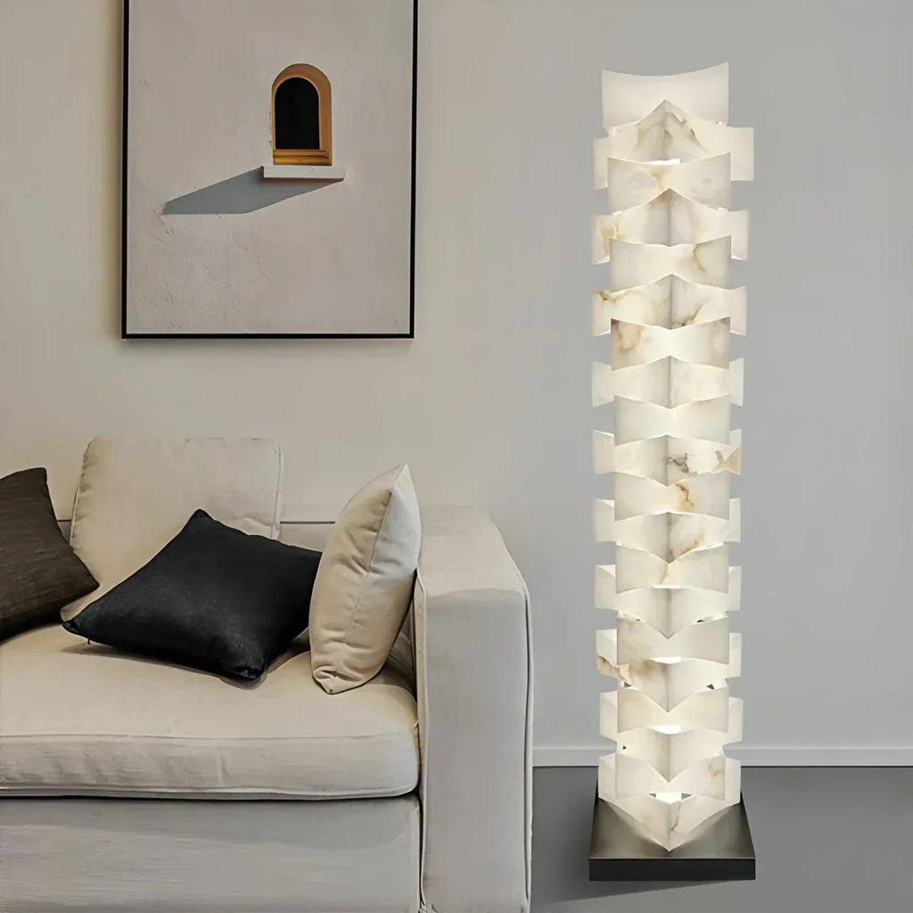 Creative Stacked Spanish Alabaster Squares Floor Lamp | Desfino