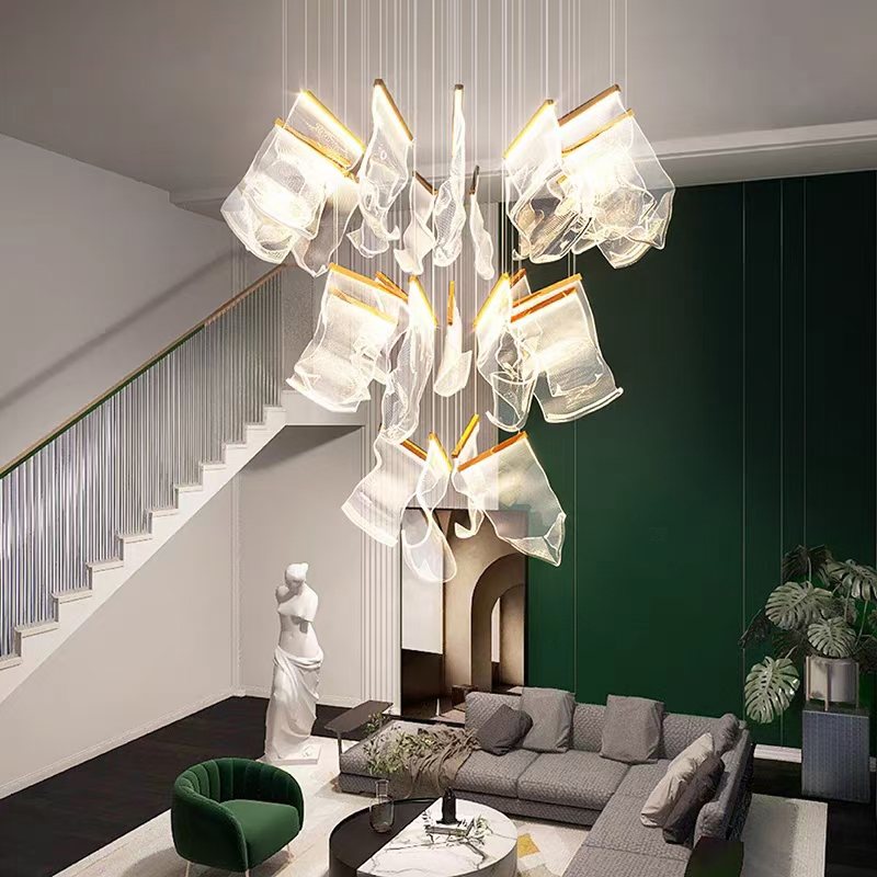 Large Luxury Art Chandelier for High Ceiling Living Room | Desfino