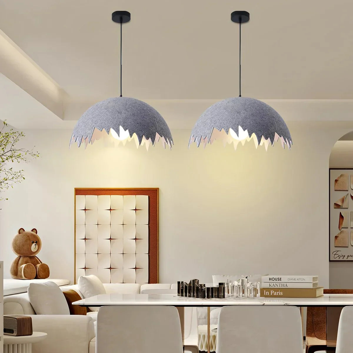 Eggshell Acoustic Pendent Light for Office | Desfino