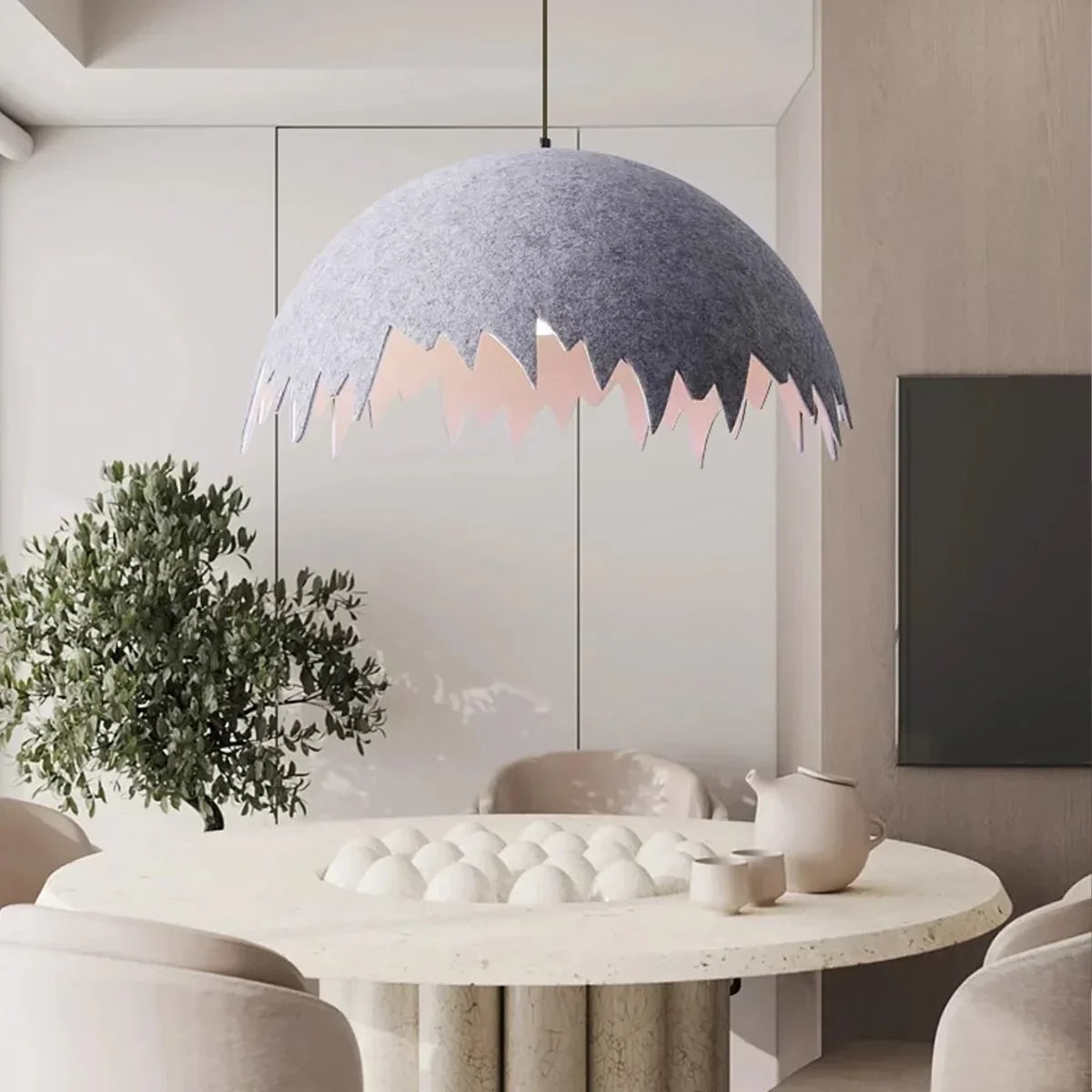 Eggshell Acoustic Pendent Light for Office | Desfino