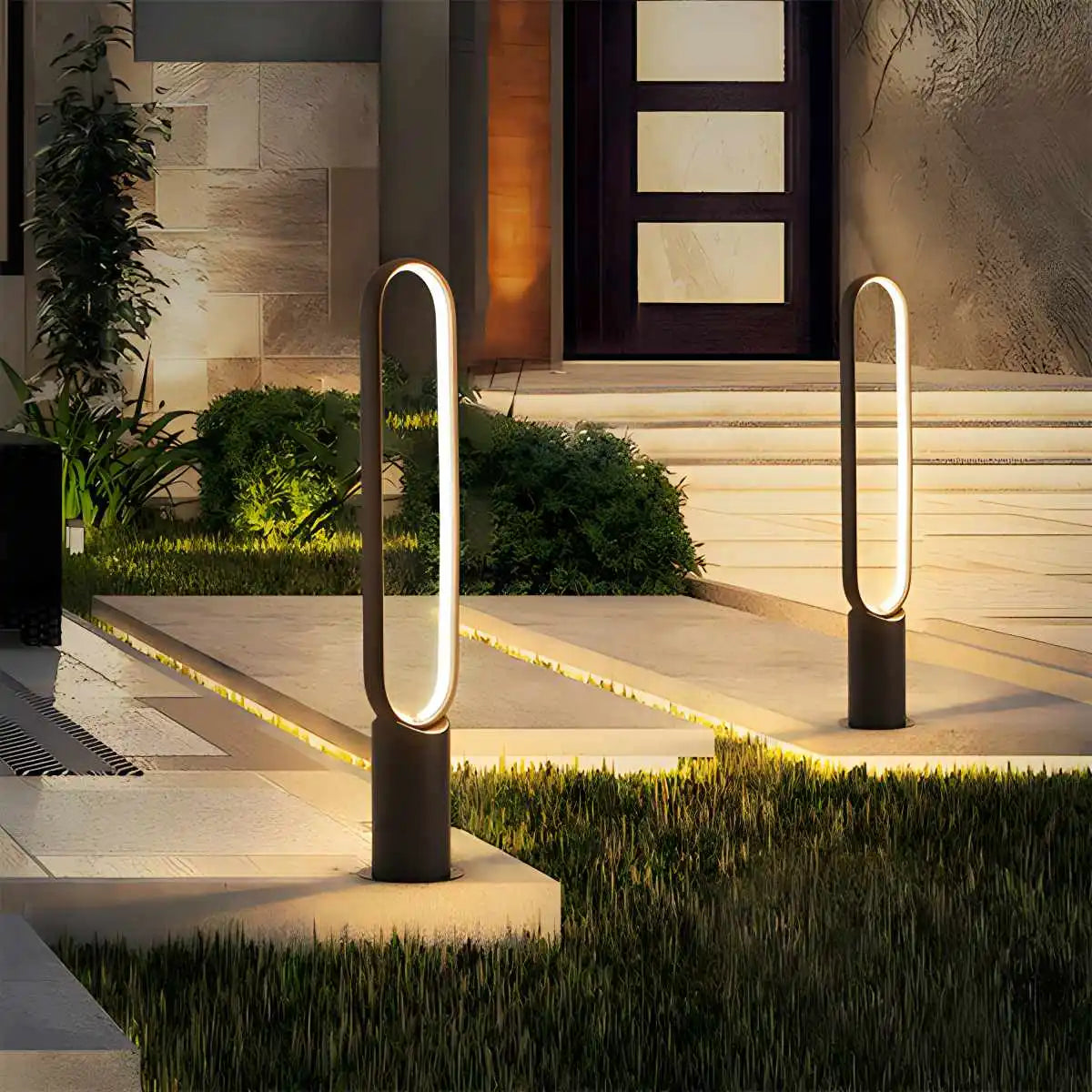 Outdoor Black Oval LED Lawn Light | Desfino
