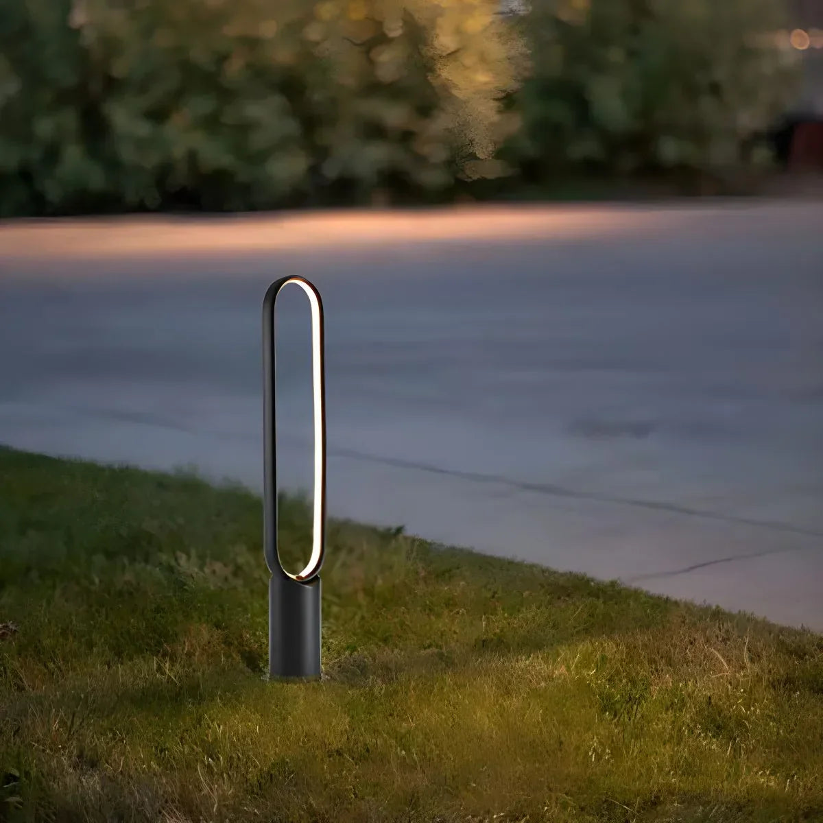 Outdoor Black Oval LED Lawn Light | Desfino