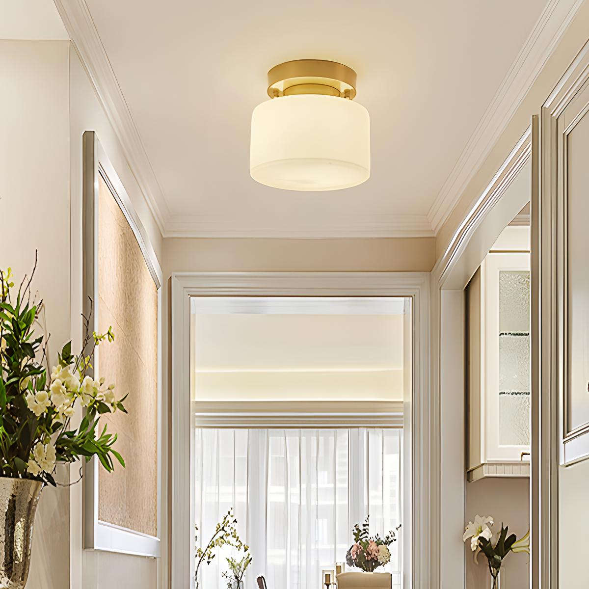 European Style Copper Glass Ceiling Lamp-D | Desfino