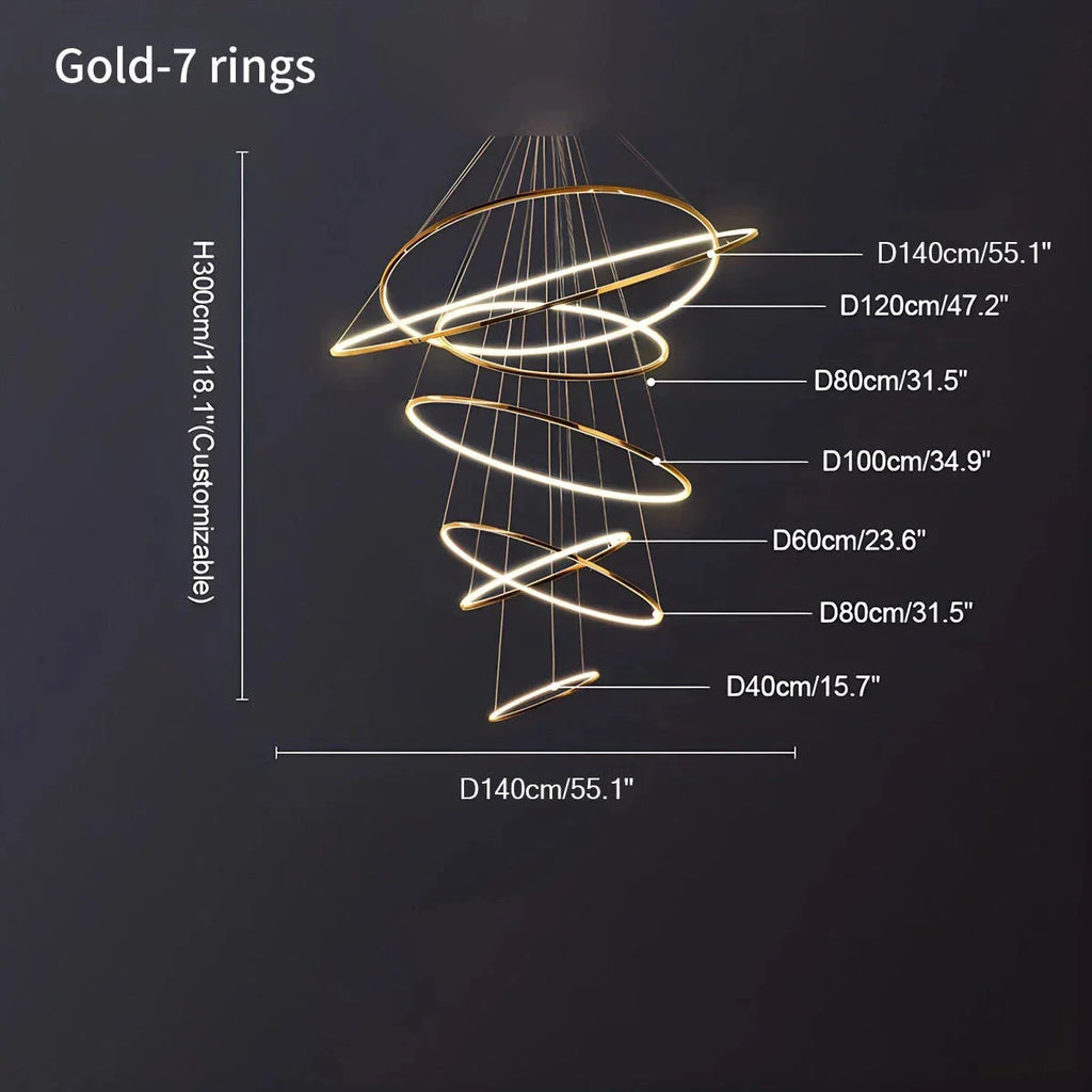 Large Tiered Ring Foyer Chandelier | Desfino