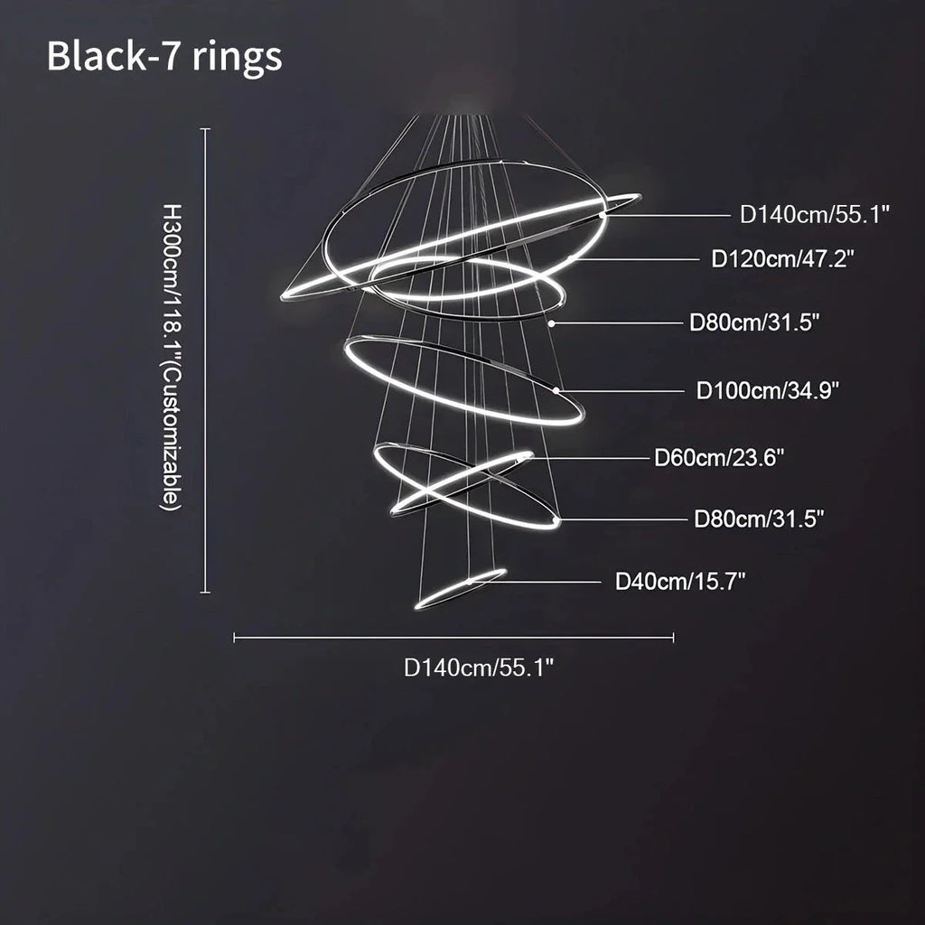 Large Tiered Ring Foyer Chandelier | Desfino