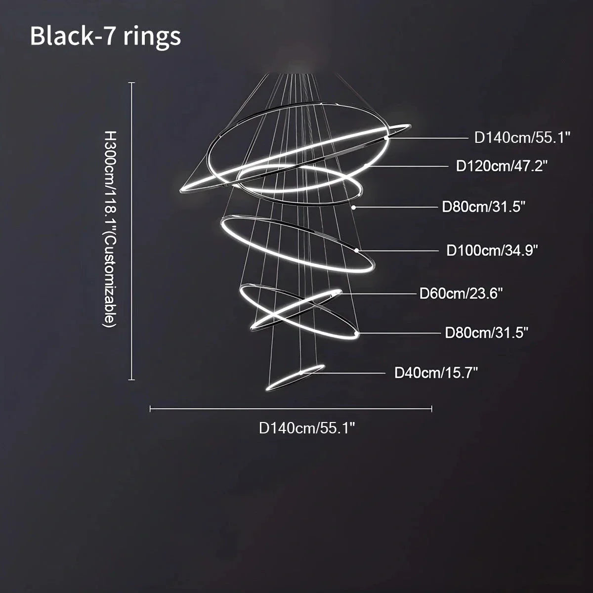 Large Tiered Ring Foyer Chandelier | Desfino