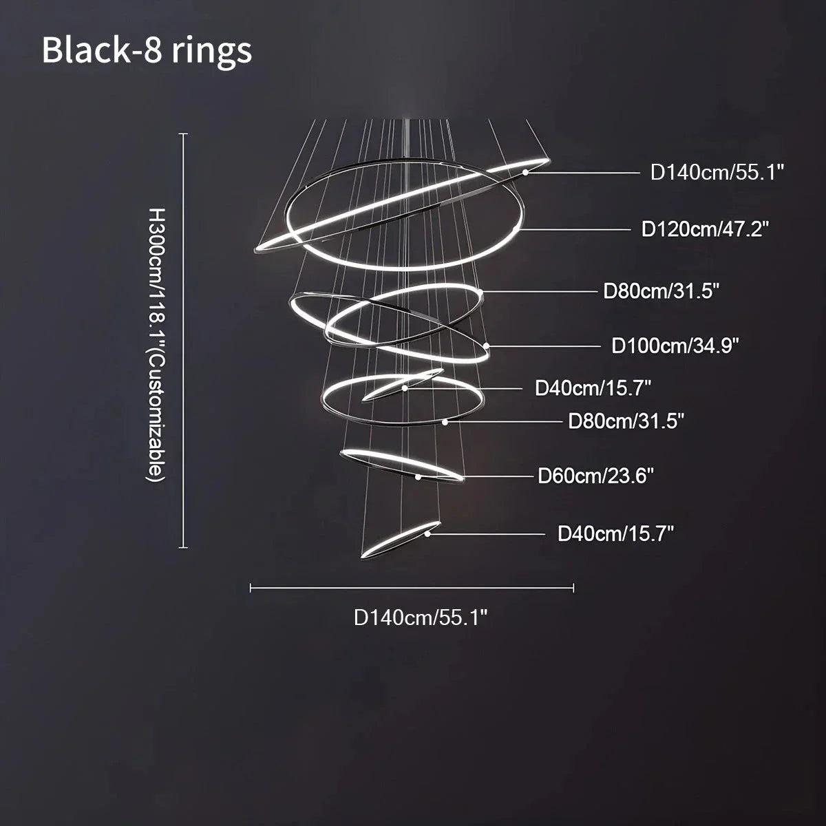 Large Tiered Ring Foyer Chandelier | Desfino