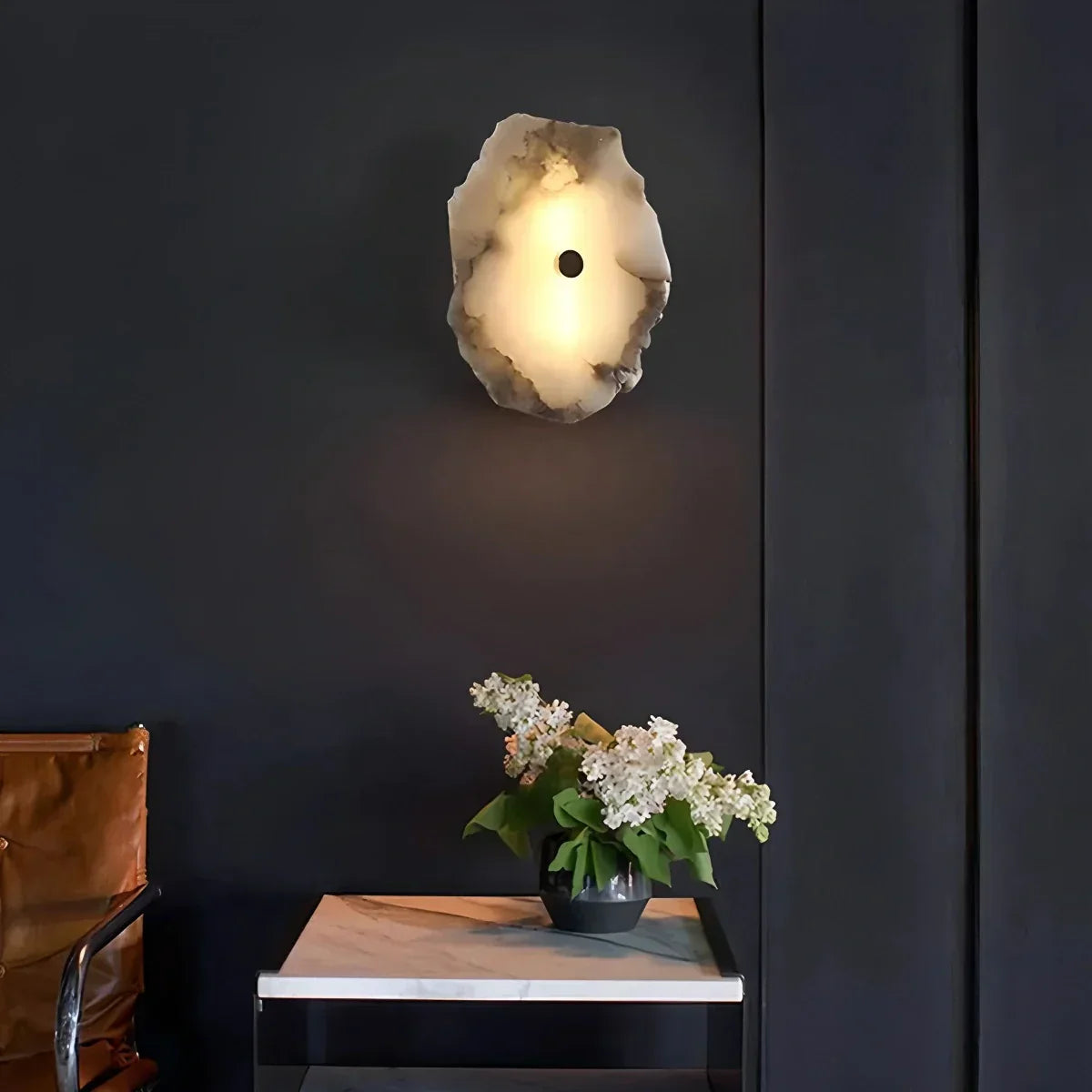 Moderne luxuriöse kunstvolle Wandleuchte aus spanischem Alabaster | Desfino