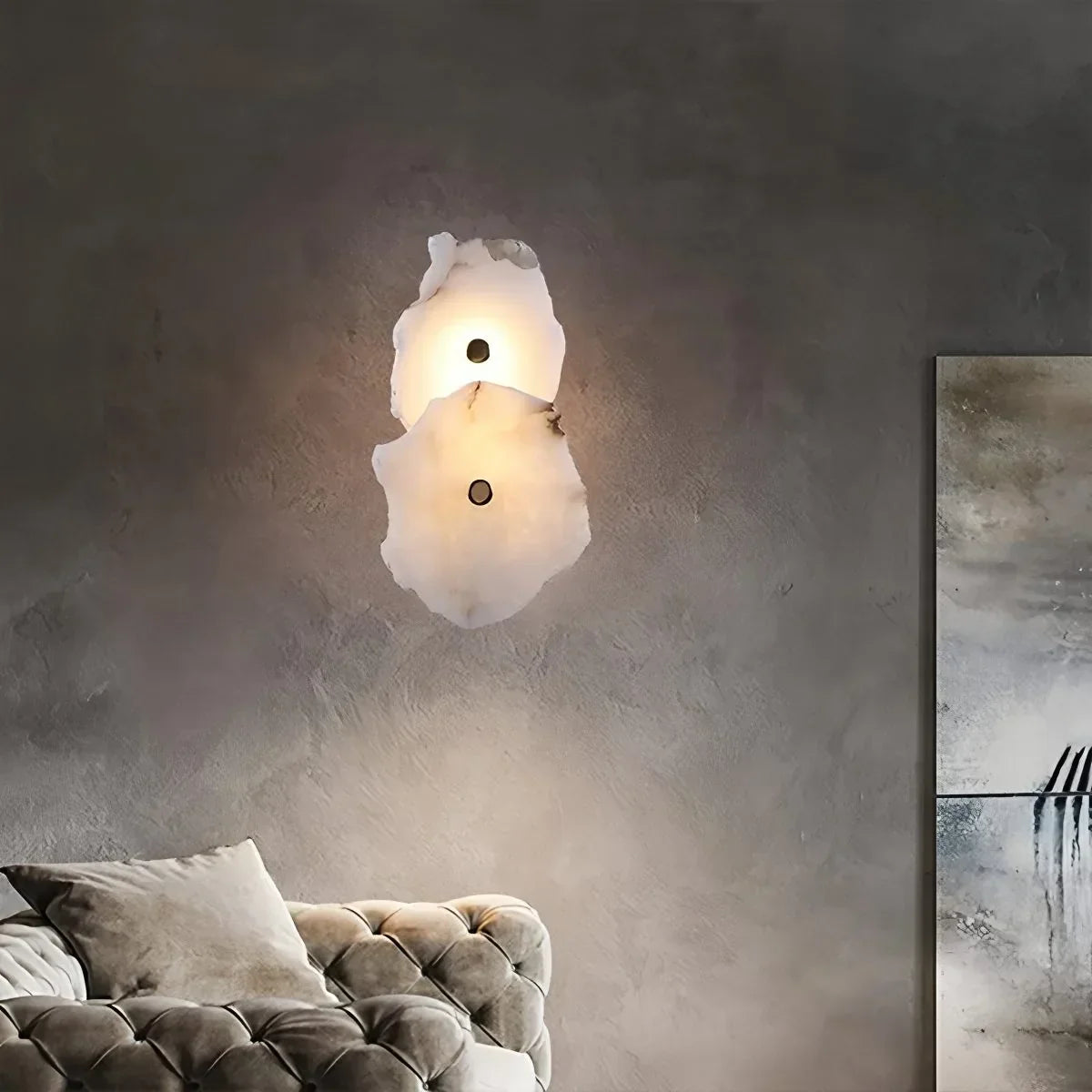 Moderne luxuriöse kunstvolle Wandleuchte aus spanischem Alabaster | Desfino