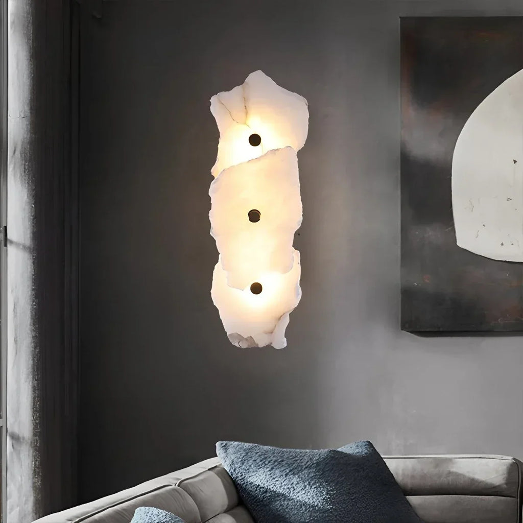 Moderne luxuriöse kunstvolle Wandleuchte aus spanischem Alabaster | Desfino
