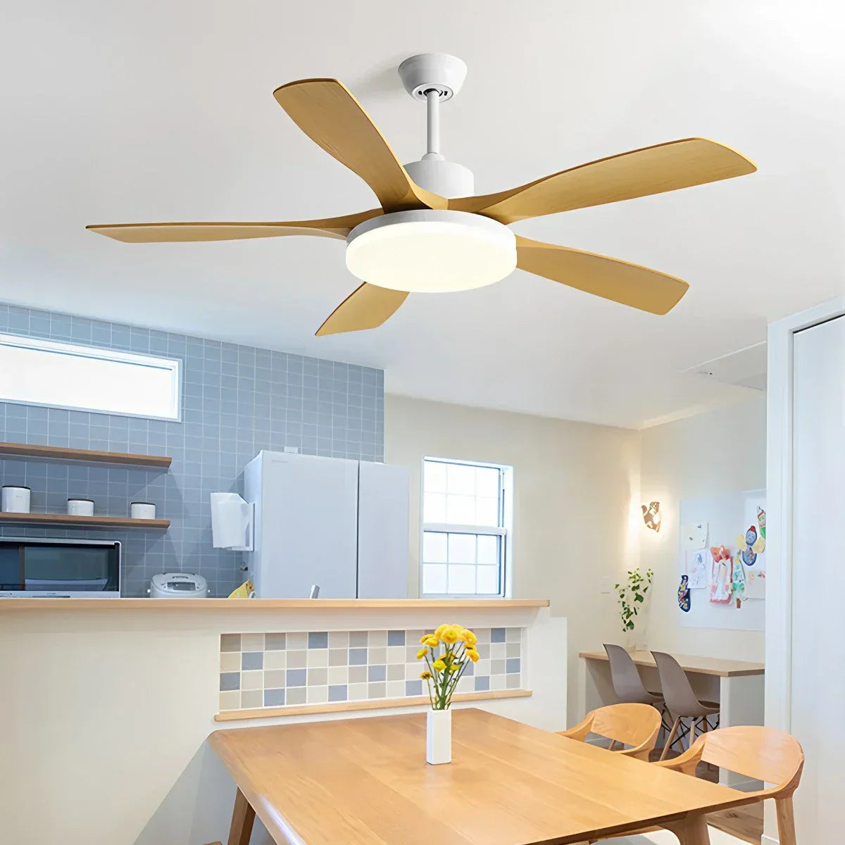 Living Room 6-Leaf Ceiling Fan Light | Desfino