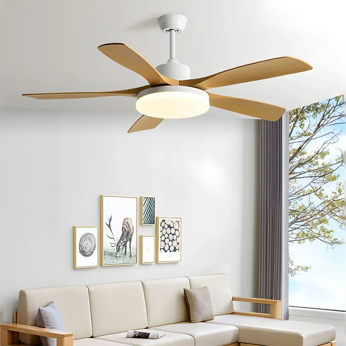 Living Room 6-Leaf Ceiling Fan Light | Desfino