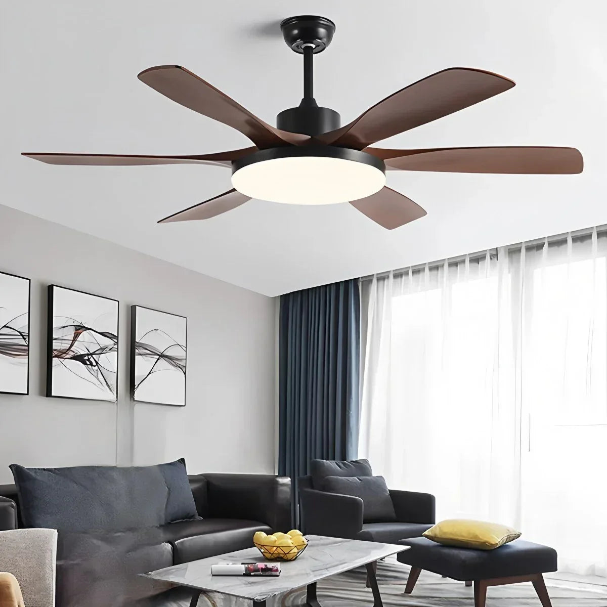 Living Room 6-Leaf Ceiling Fan Light | Desfino