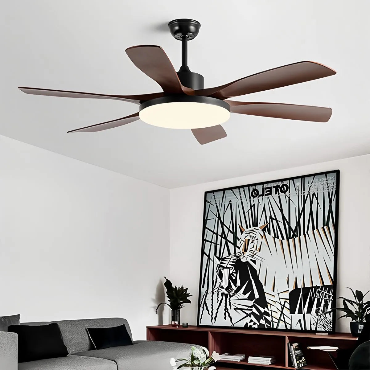 Living Room 6-Leaf Ceiling Fan Light | Desfino