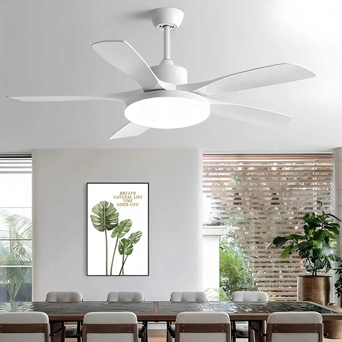 Living Room 6-Leaf Ceiling Fan Light | Desfino