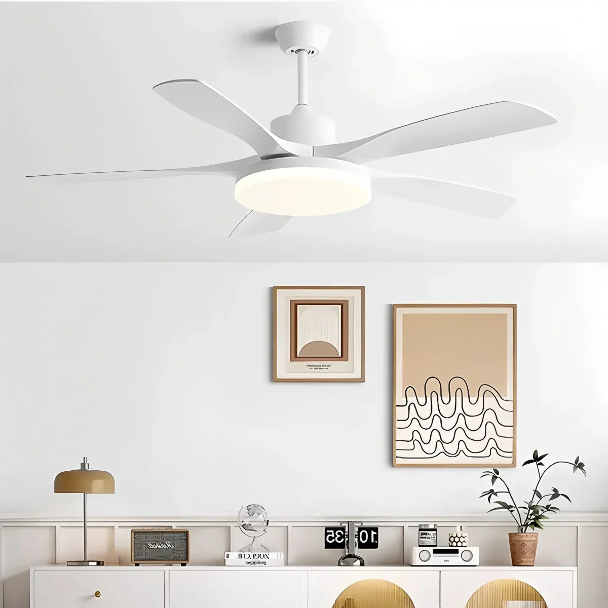 Living Room 6-Leaf Ceiling Fan Light | Desfino