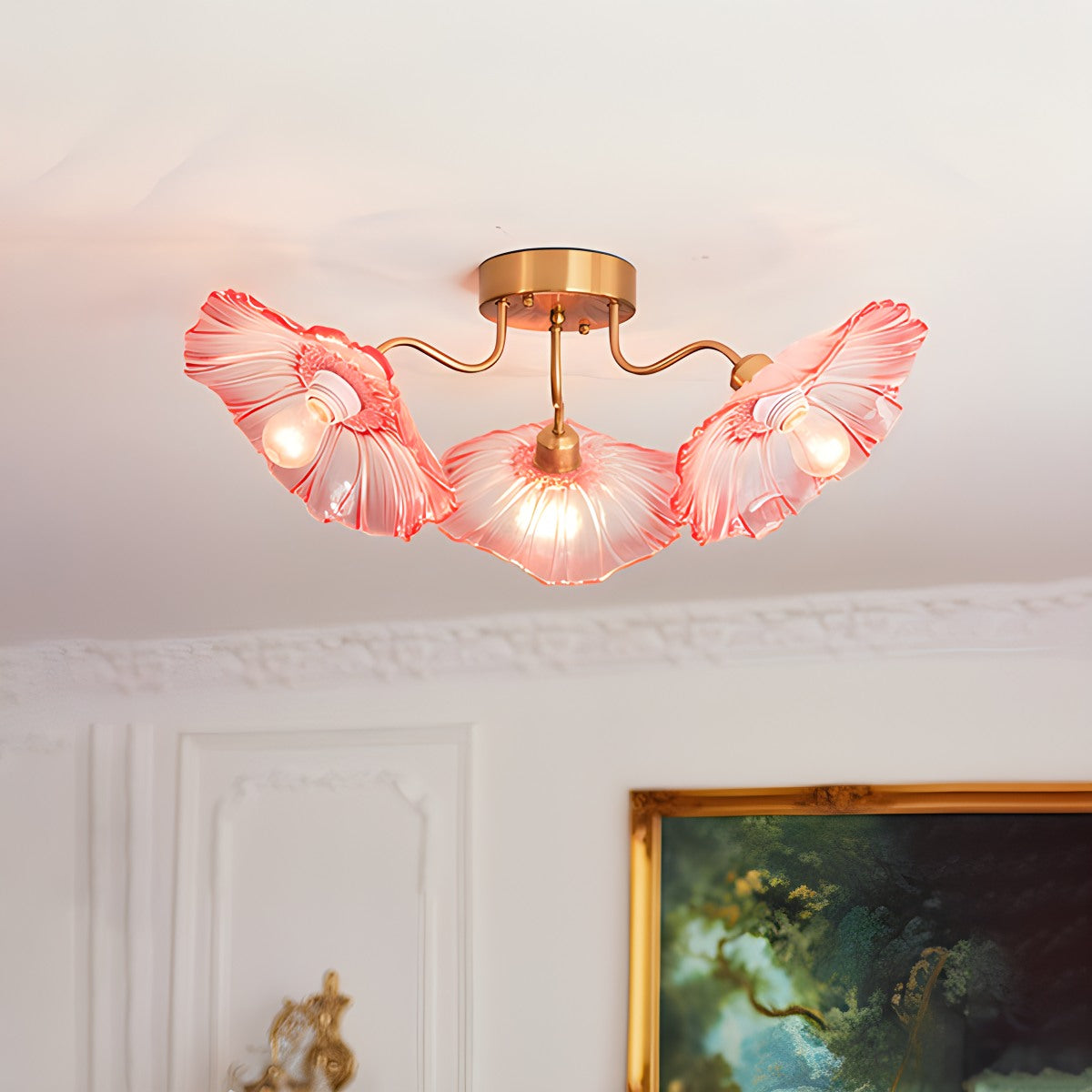 Deckenleuchte aus Glas in Lotusblattform für das Wohnzimmer | Desfino