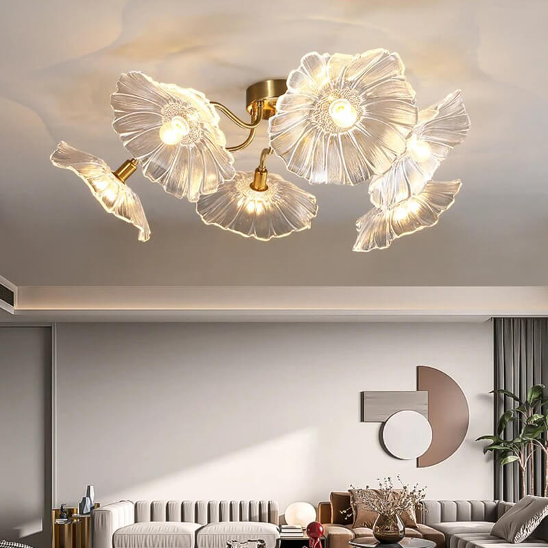 Deckenleuchte aus Glas in Lotusblattform für das Wohnzimmer | Desfino