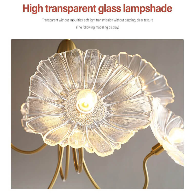 Deckenleuchte aus Glas in Lotusblattform für das Wohnzimmer | Desfino