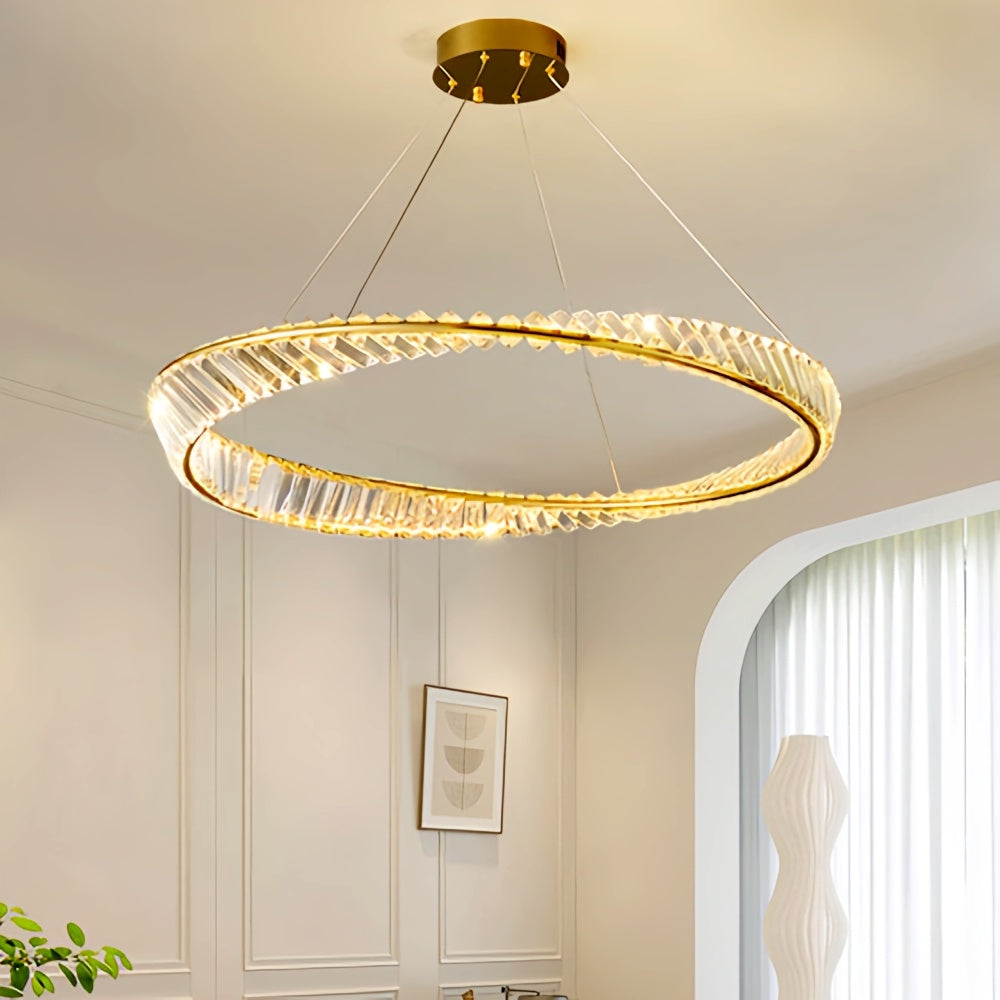 Moderner luxuriöser Ringkronleuchter aus Metall und Glas | Desfino