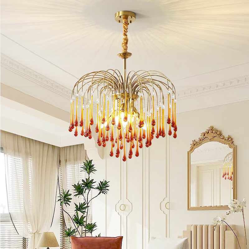 French Retro Water Drop Glass Chandelier | Desfino