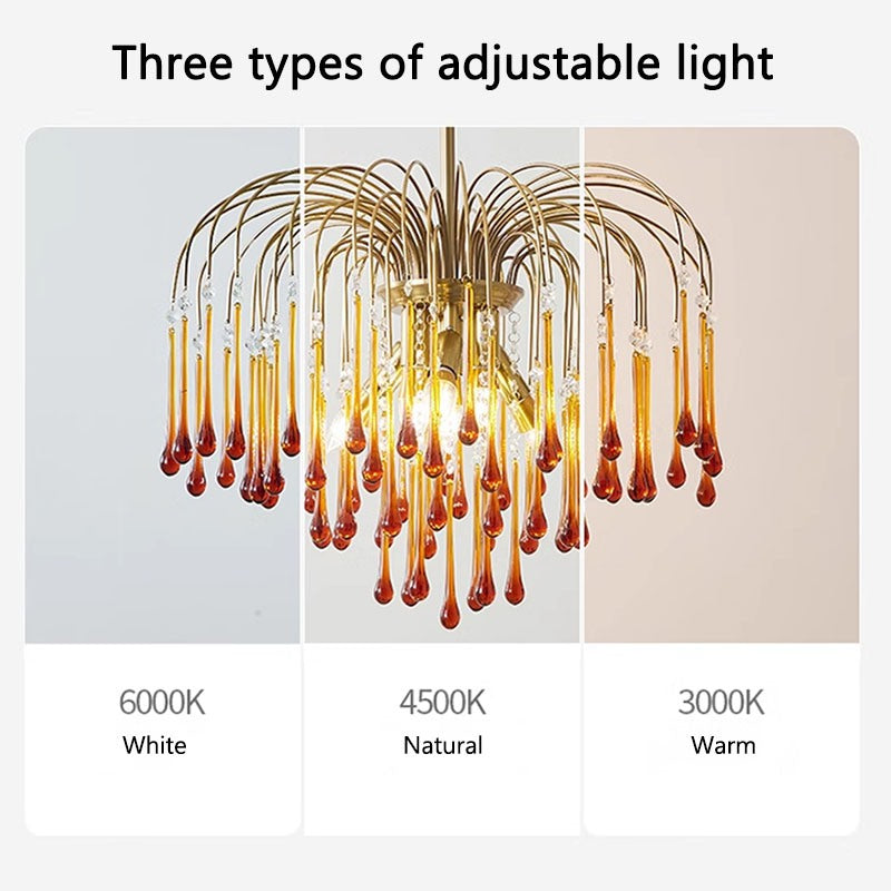 French Retro Water Drop Glass Chandelier | Desfino
