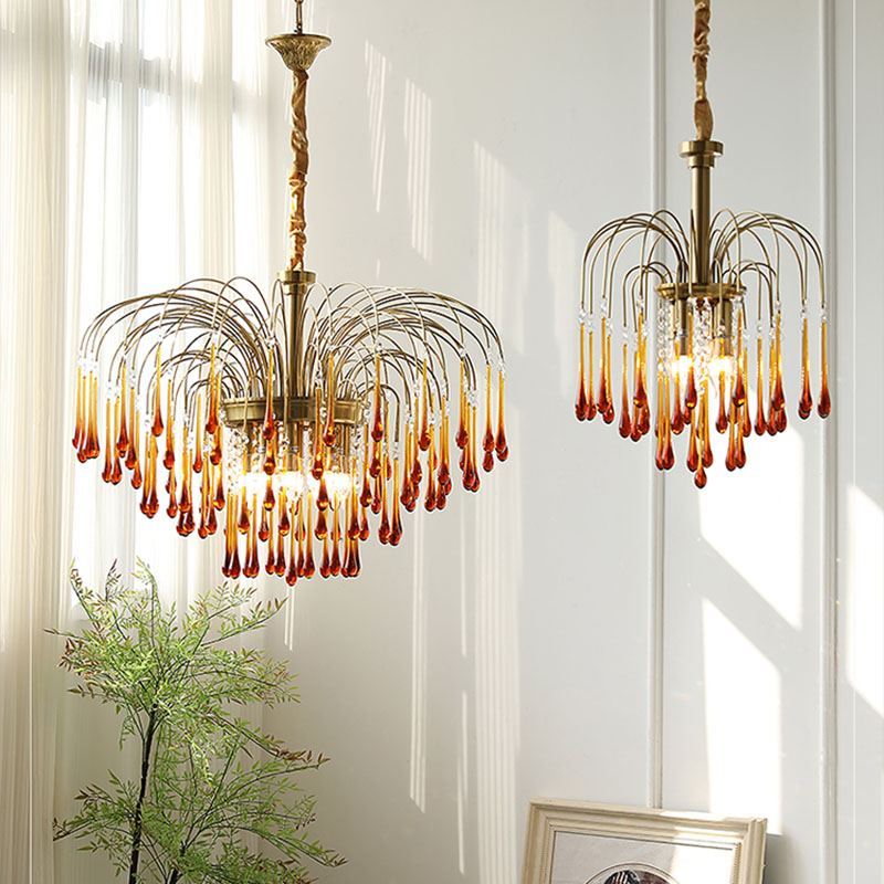 French Retro Water Drop Glass Chandelier | Desfino