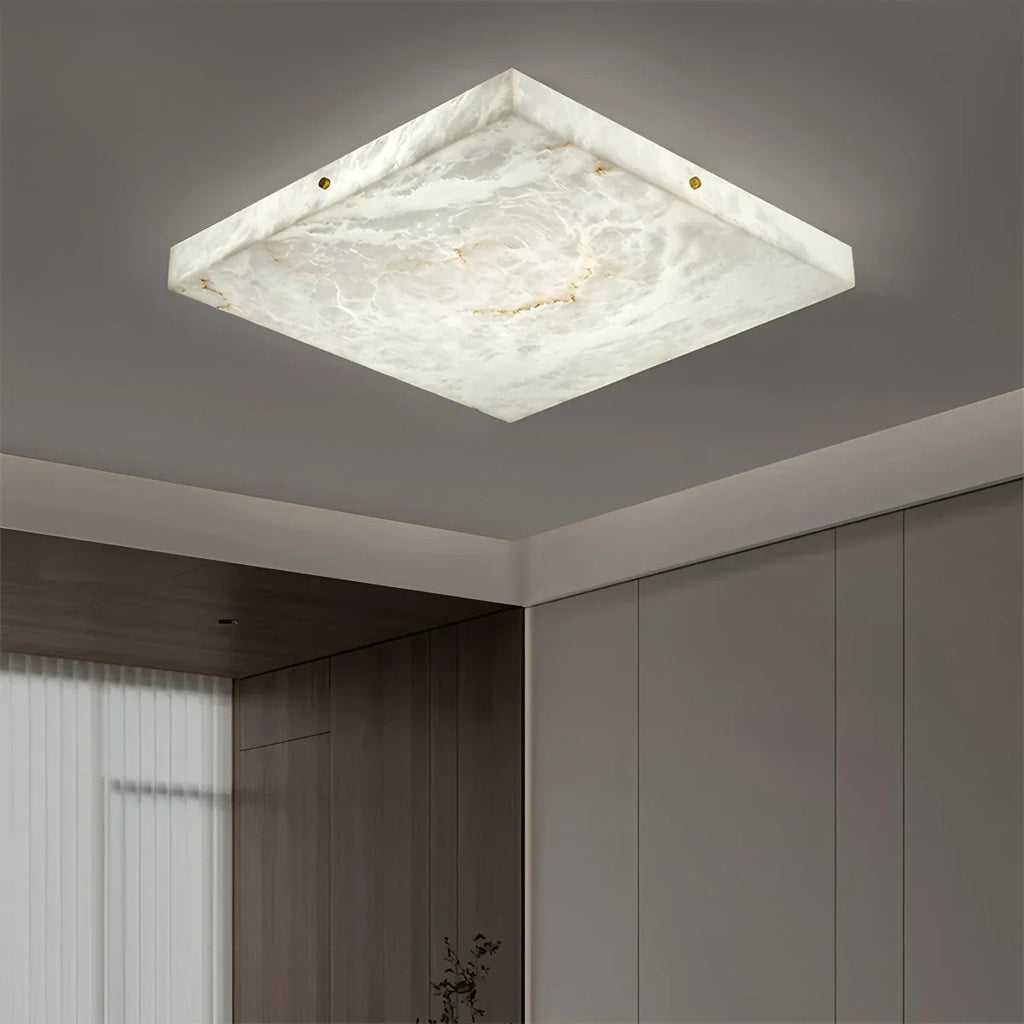 Minimalism Ultra Thin Square Spanish Alabaster Ceiling Light | Desfino