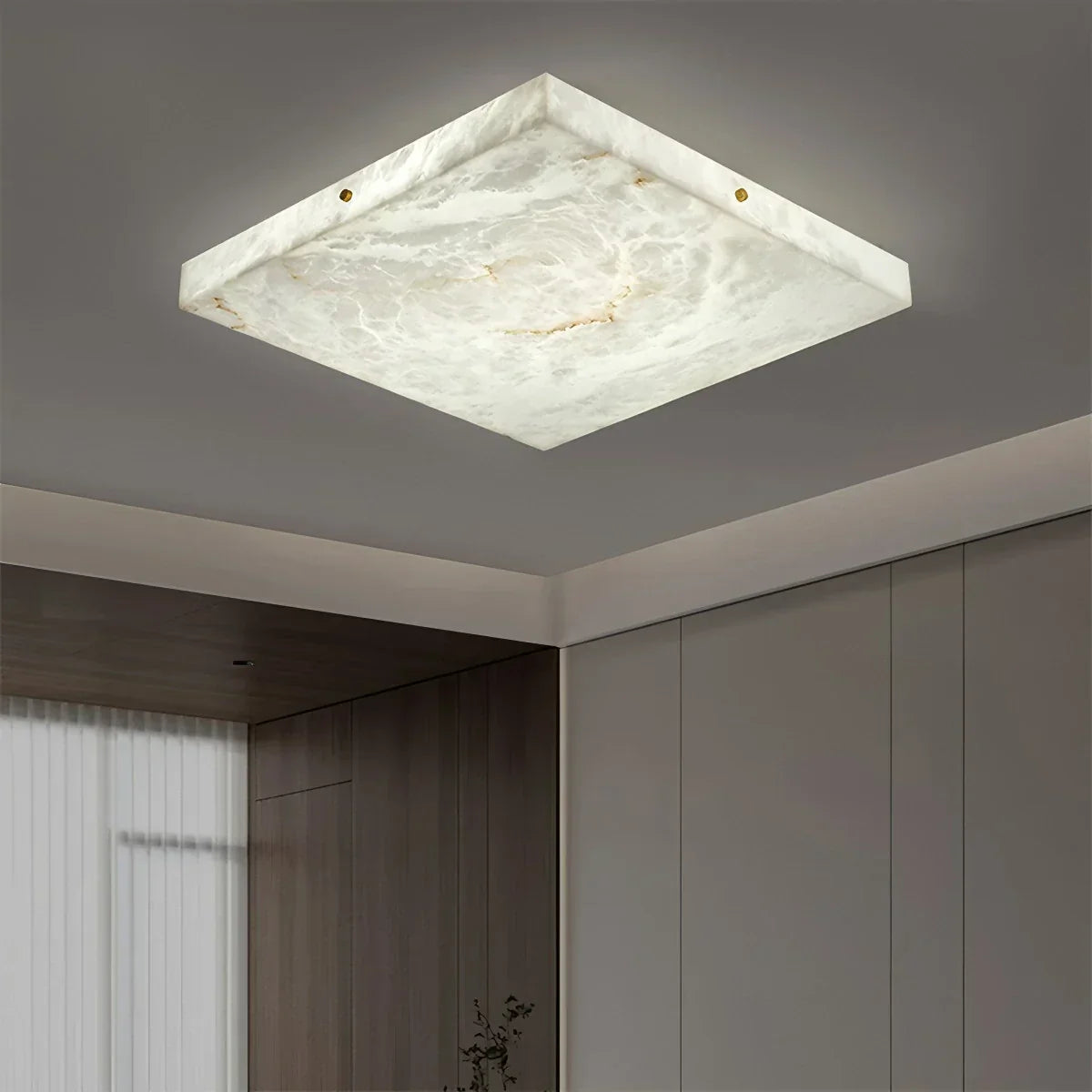 Minimalism Ultra Thin Square Spanish Alabaster Ceiling Light | Desfino