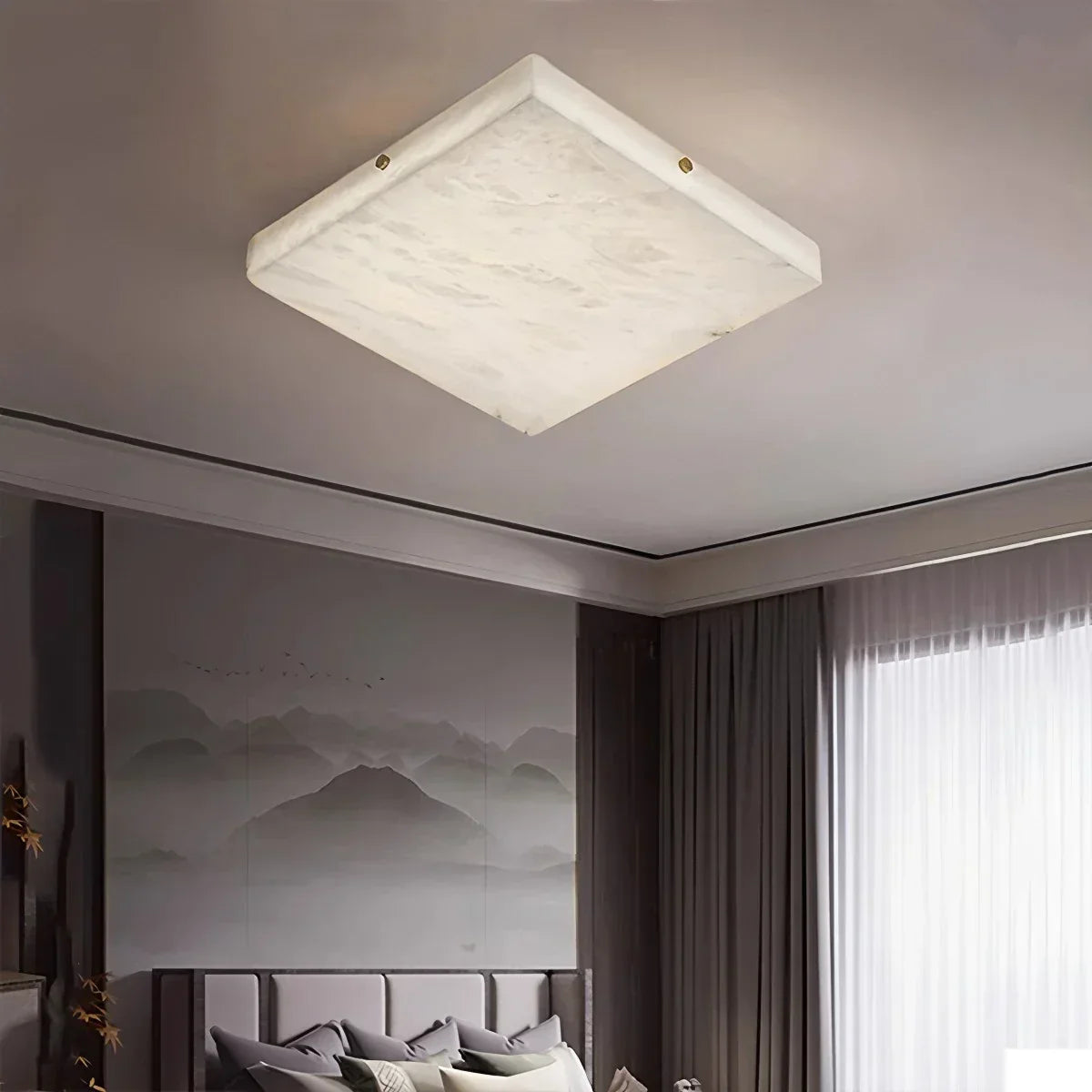 Minimalism Ultra Thin Square Spanish Alabaster Ceiling Light | Desfino