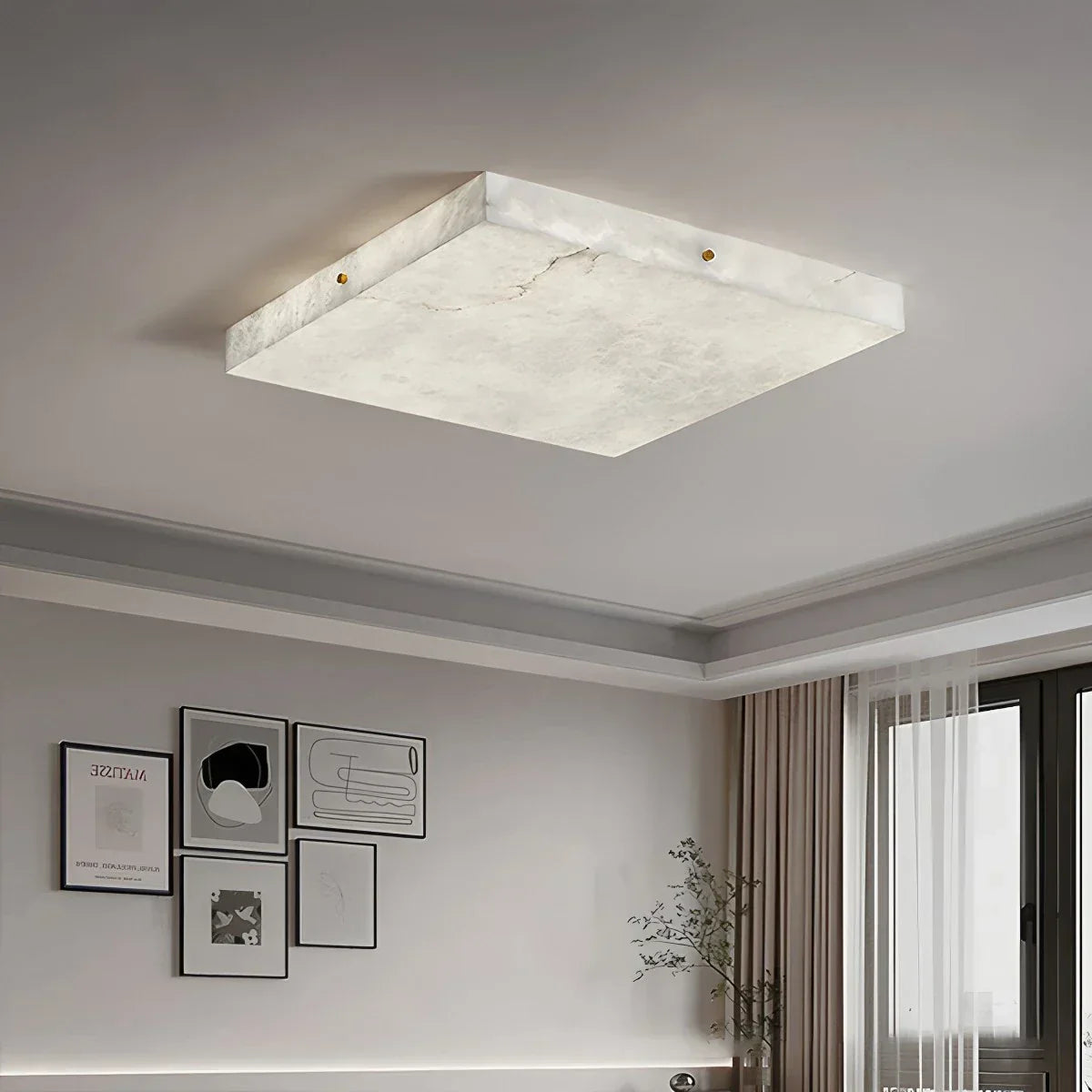 Minimalism Ultra Thin Square Spanish Alabaster Ceiling Light | Desfino