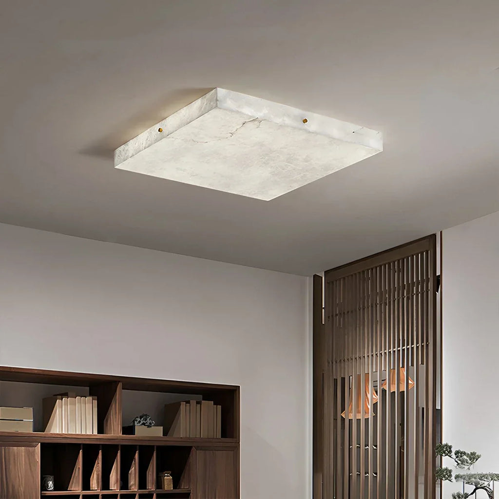 Minimalism Ultra Thin Square Spanish Alabaster Ceiling Light | Desfino
