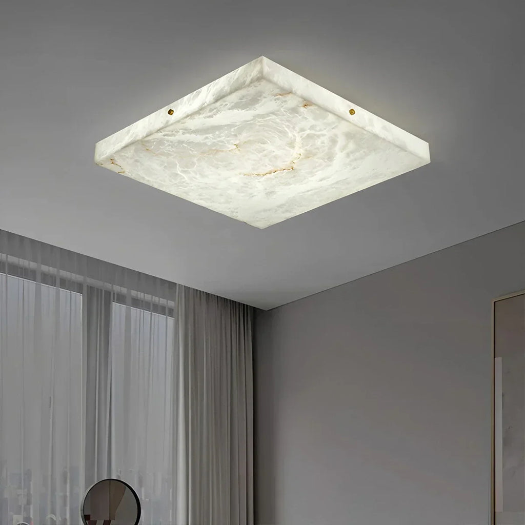 Minimalism Ultra Thin Square Spanish Alabaster Ceiling Light | Desfino