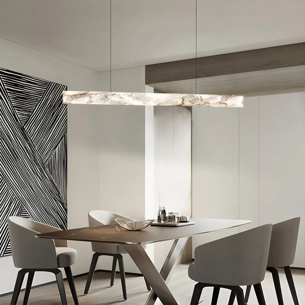 Minimalist Linear Spanish Alabaster Pendant Light | Desfino