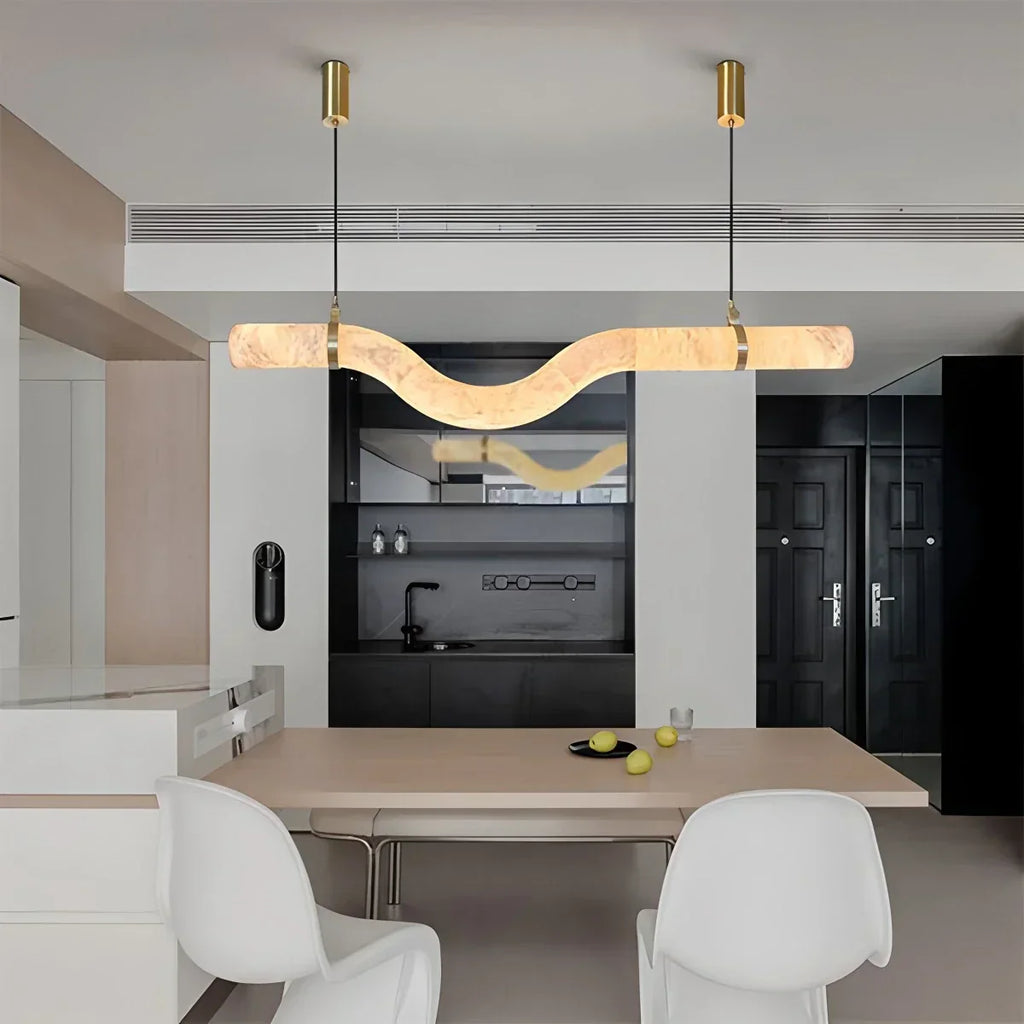 Minimalist Linear Spanish Alabaster Pendant Light | Desfino