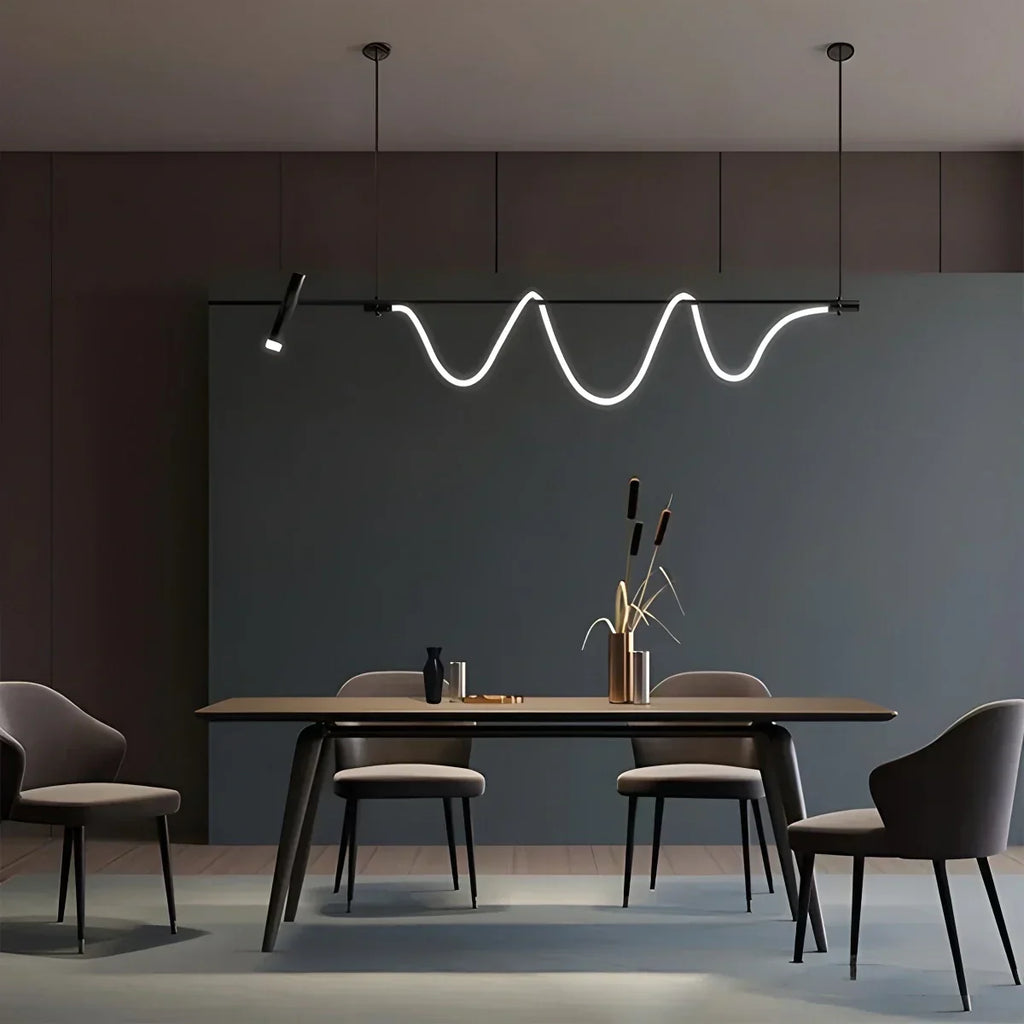 Moderne lange Pendelleuchte mit Spotlights | Desfino